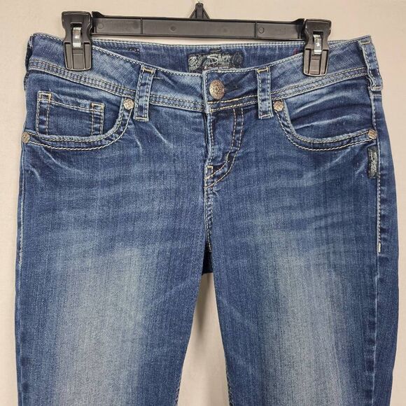 Silver Jeans Aiko Mid Capri W29/L22 Dark Wash Stretch - Picture 2 of 9